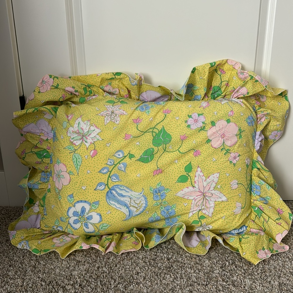 Vintage 70’s Yellow Floral Heart Polka Dot Twin Sheet Set Barbara Brody Martex - Picture 12 of 12